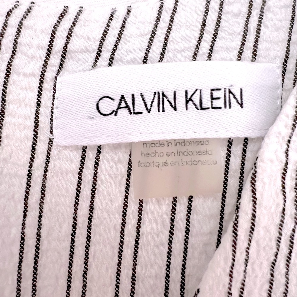 Calvin Klein White Black Striped classic Minimalist Crop wide leg jumpsuit 2 XS - Picture 5 of 9